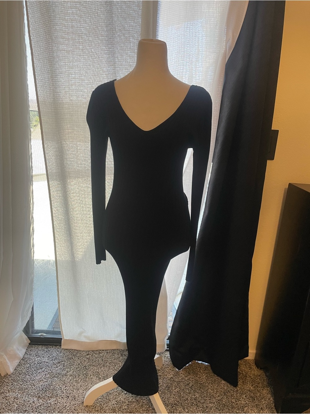 Fashion Nova Black Long Sleeve Bodycon Maxi Dress